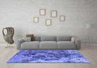 Machine Washable Oriental Blue Industrial Rug, wshurb1386blu