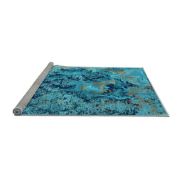 Sideview of Machine Washable Oriental Light Blue Industrial Rug, wshurb1386lblu