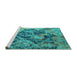 Sideview of Machine Washable Oriental Turquoise Industrial Area Rugs, wshurb1386turq