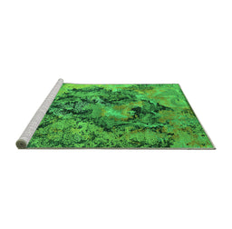 Sideview of Machine Washable Oriental Green Industrial Area Rugs, wshurb1386grn