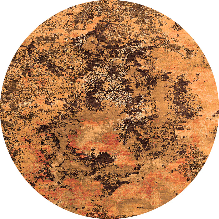Round Oriental Orange Industrial Rug, urb1386org