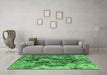 Machine Washable Oriental Emerald Green Industrial Area Rugs in a Living Room,, wshurb1386emgrn