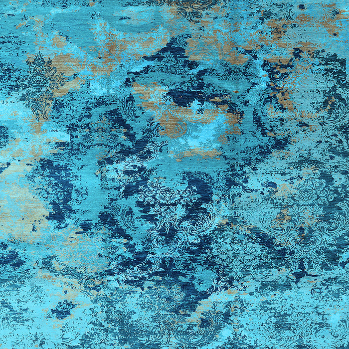 Square Oriental Light Blue Industrial Rug, urb1386lblu