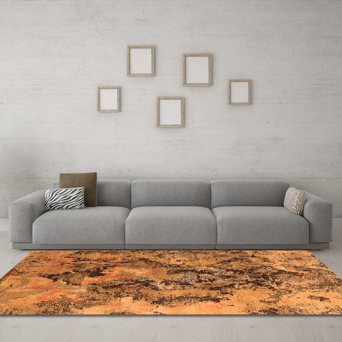 Machine Washable Oriental Orange Industrial Area Rugs in a Living Room, wshurb1386org