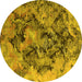 Round Oriental Yellow Industrial Rug, urb1386yw