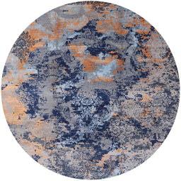 Round Machine Washable Industrial Modern Dark Gray Rug, wshurb1386