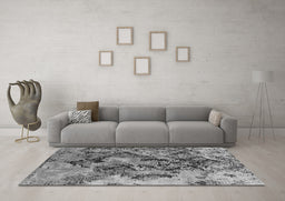 Machine Washable Oriental Gray Industrial Rug in a Living Room,, wshurb1386gry
