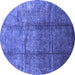 Round Oriental Blue Industrial Rug, urb1387blu