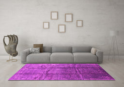 Machine Washable Oriental Pink Industrial Rug in a Living Room, wshurb1387pnk