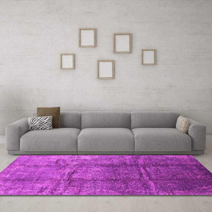 Machine Washable Oriental Pink Industrial Rug in a Living Room, wshurb1387pnk