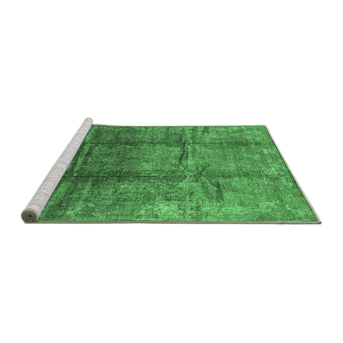 Sideview of Machine Washable Oriental Emerald Green Industrial Area Rugs, wshurb1387emgrn