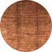 Round Oriental Orange Industrial Rug, urb1387org