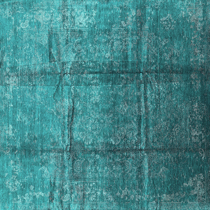 Square Machine Washable Oriental Turquoise Industrial Area Rugs, wshurb1387turq