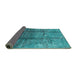 Sideview of Oriental Turquoise Industrial Rug, urb1387turq