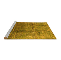 Sideview of Machine Washable Oriental Yellow Industrial Rug, wshurb1387yw