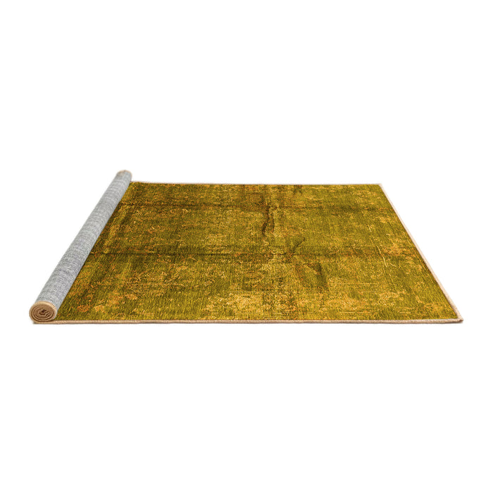 Sideview of Machine Washable Oriental Yellow Industrial Rug, wshurb1387yw