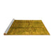 Sideview of Machine Washable Oriental Yellow Industrial Rug, wshurb1387yw