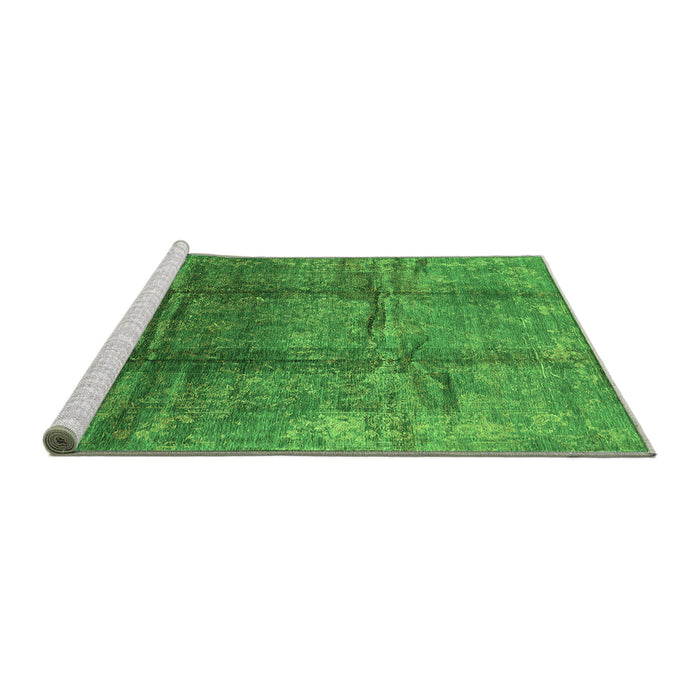 Sideview of Machine Washable Oriental Green Industrial Area Rugs, wshurb1387grn