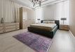 Mid-Century Modern Purple Oriental Rug in a Bedroom, urb1387