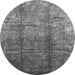 Round Oriental Gray Industrial Rug, urb1387gry