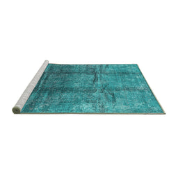 Sideview of Machine Washable Oriental Turquoise Industrial Area Rugs, wshurb1387turq