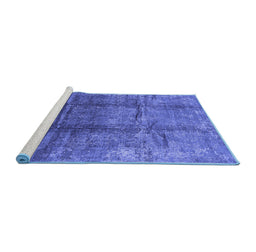 Sideview of Machine Washable Oriental Blue Industrial Rug, wshurb1387blu