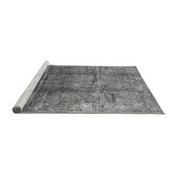 Sideview of Machine Washable Oriental Gray Industrial Rug, wshurb1387gry