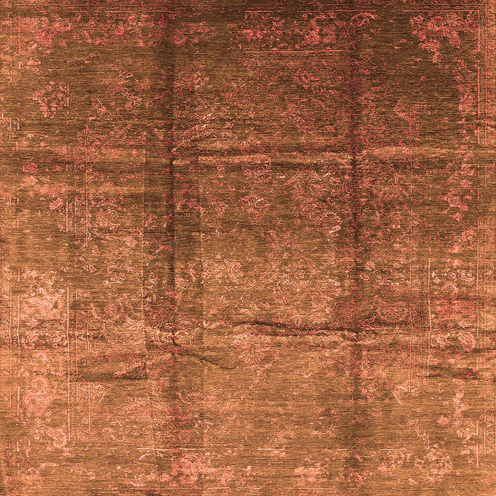 Square Oriental Orange Industrial Rug, urb1387org