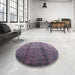 Round Mid-Century Modern Purple Oriental Rug in a Office, urb1387