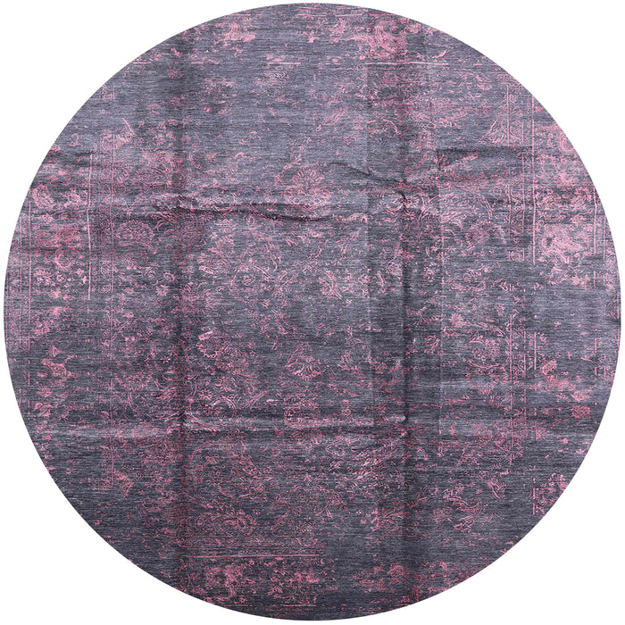 Round Machine Washable Industrial Modern Viola Purple Rug, wshurb1387