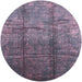 Round Machine Washable Industrial Modern Viola Purple Rug, wshurb1387