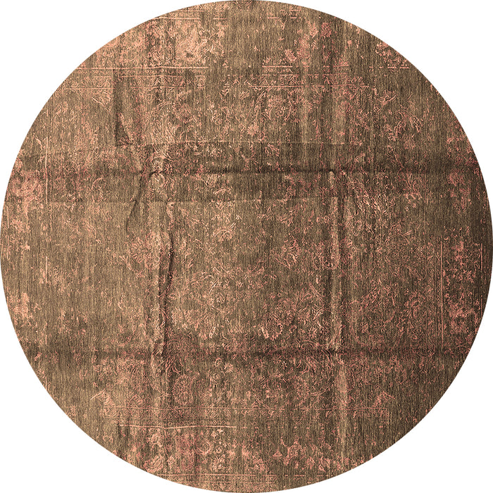 Round Oriental Brown Industrial Rug, urb1387brn