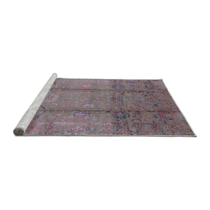 Sideview of Machine Washable Industrial Modern Mauve Taupe Purple Rug, wshurb1388