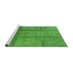 Sideview of Machine Washable Oriental Green Industrial Area Rugs, wshurb1388grn