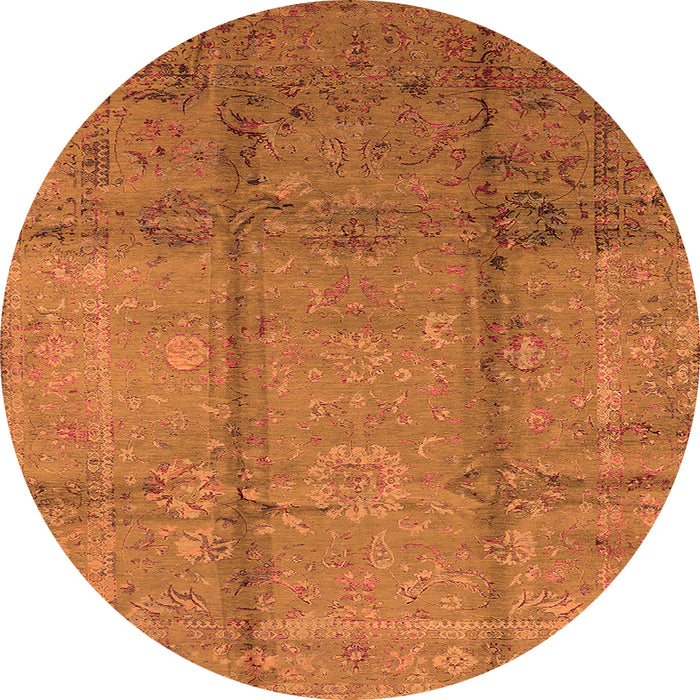 Round Oriental Orange Industrial Rug, urb1388org
