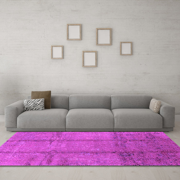 Machine Washable Oriental Pink Industrial Rug in a Living Room, wshurb1388pnk