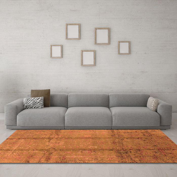Machine Washable Oriental Orange Industrial Area Rugs in a Living Room, wshurb1388org