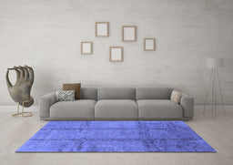 Machine Washable Oriental Blue Industrial Rug in a Living Room, wshurb1388blu