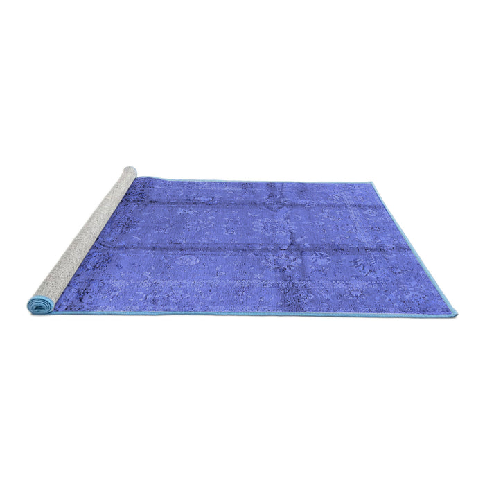Sideview of Machine Washable Oriental Blue Industrial Rug, wshurb1388blu