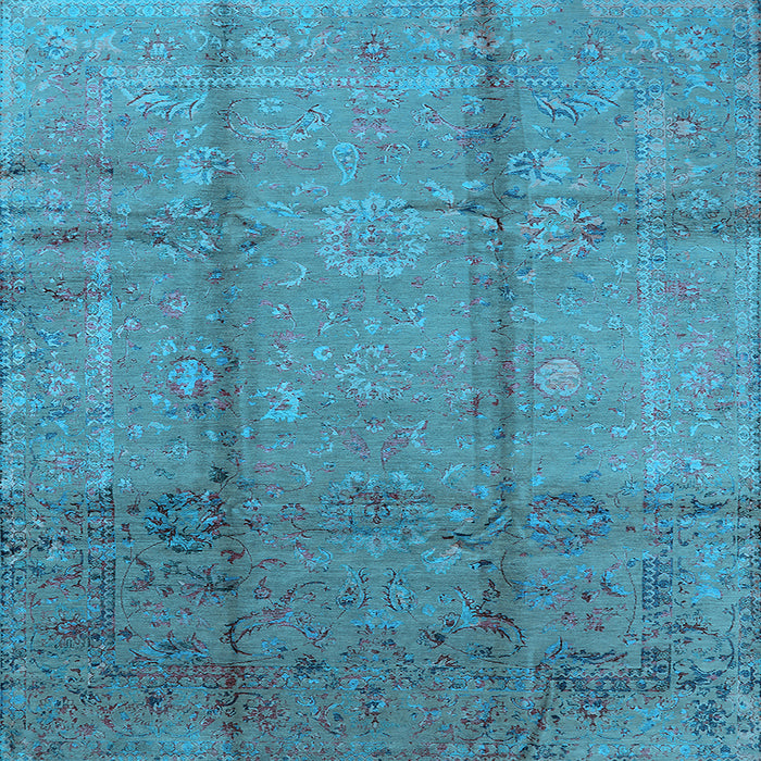 Square Oriental Light Blue Industrial Rug, urb1388lblu