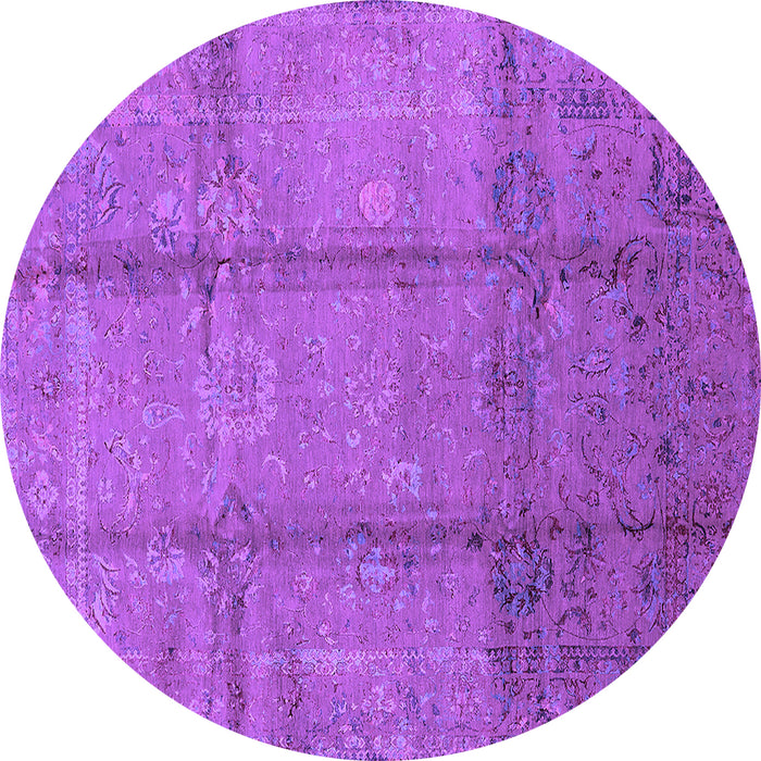 Round Oriental Purple Industrial Rug, urb1388pur