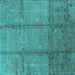 Square Machine Washable Oriental Turquoise Industrial Area Rugs, wshurb1388turq