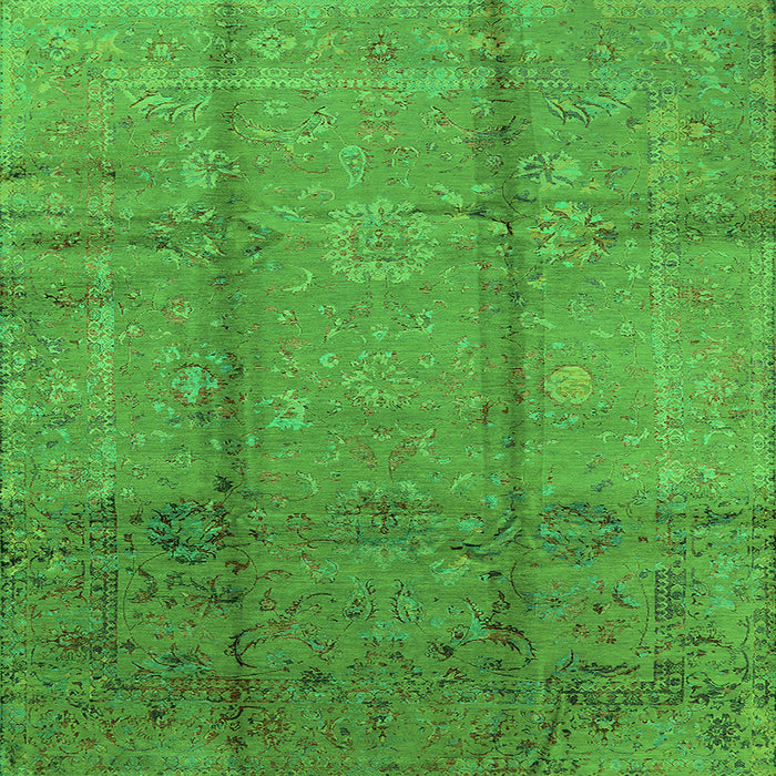 Square Oriental Green Industrial Rug, urb1388grn