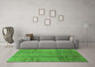 Machine Washable Oriental Green Industrial Area Rugs in a Living Room,, wshurb1388grn