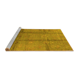 Sideview of Machine Washable Oriental Yellow Industrial Rug, wshurb1388yw