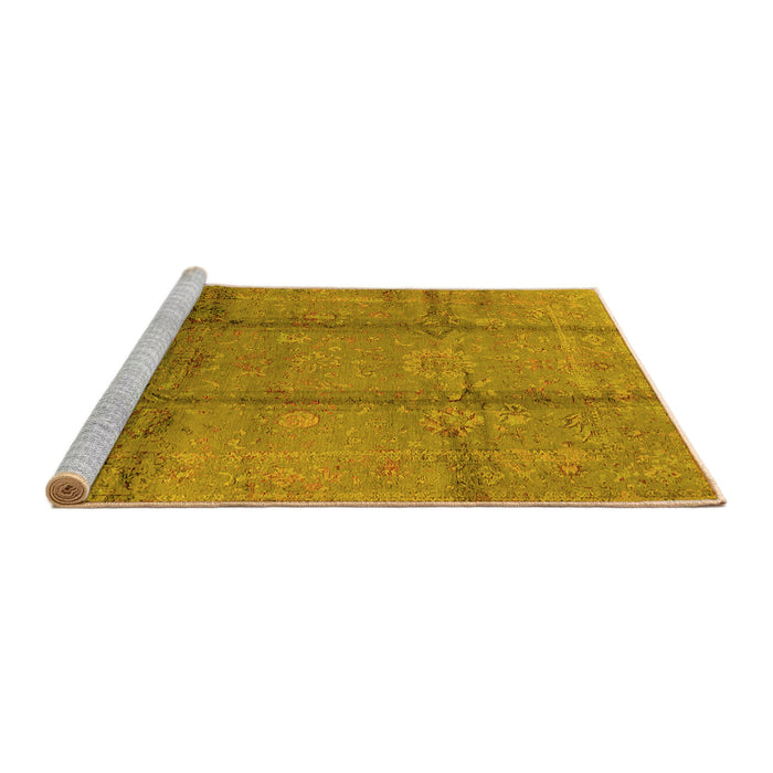 Sideview of Machine Washable Oriental Yellow Industrial Rug, wshurb1388yw