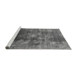 Sideview of Machine Washable Persian Gray Bohemian Rug, wshurb1389gry