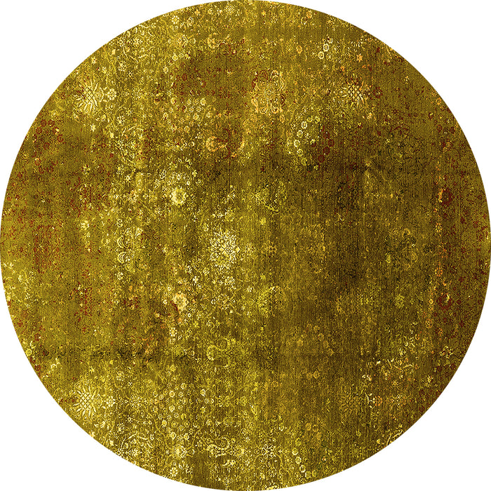 Round Persian Yellow Bohemian Rug, urb1389yw