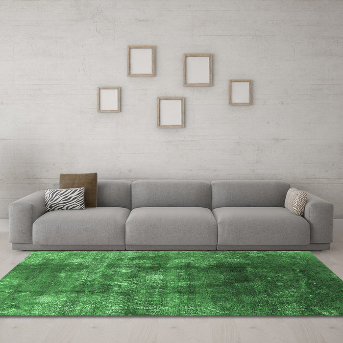 Machine Washable Persian Emerald Green Bohemian Area Rugs in a Living Room,, wshurb1389emgrn