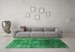 Machine Washable Persian Green Bohemian Area Rugs in a Living Room,, wshurb1389grn